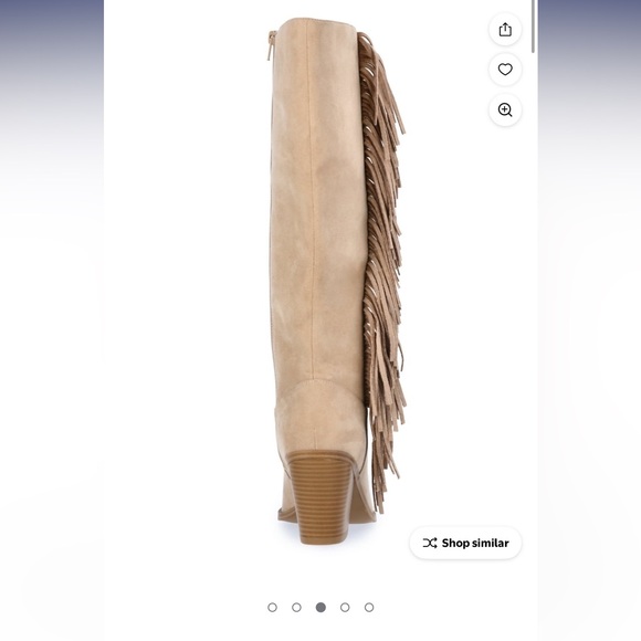 Tan Fringe Knee-High Boots - Picture 2 of 9